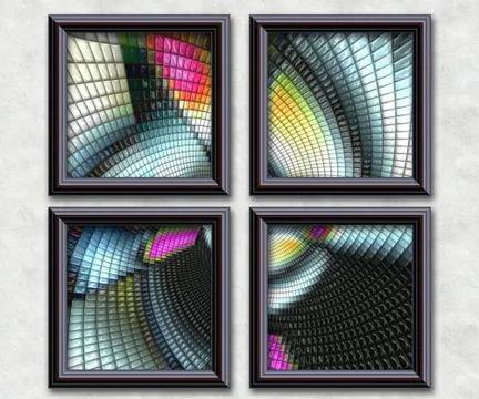 3D rendering puff pixels artwork gallery 스톡 일러스트