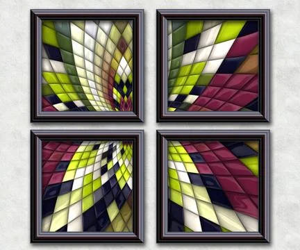 3D rendering puff pixels artwork gallery 스톡 일러스트