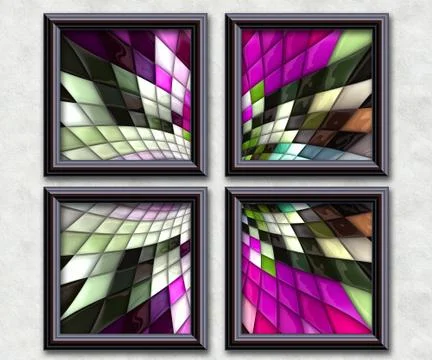 3D rendering puff pixels artwork gallery Stock Illustration