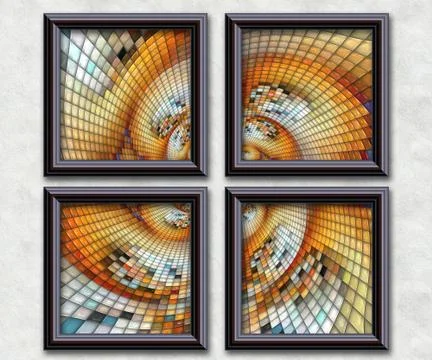 3D rendering puff pixels artwork gallery 스톡 일러스트