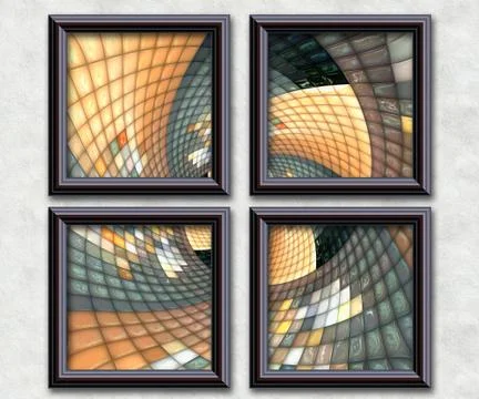 3D rendering puff pixels artwork gallery 스톡 일러스트