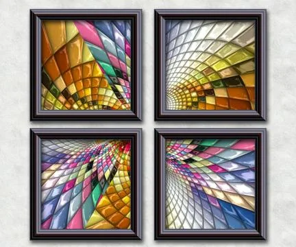 3D rendering puff pixels artwork gallery 스톡 일러스트