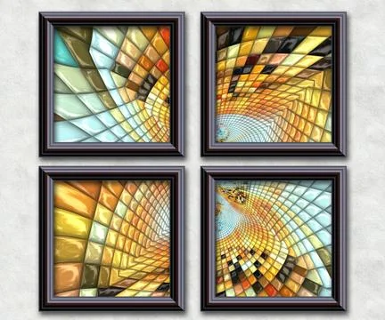 3D rendering puff pixels artwork gallery 스톡 일러스트