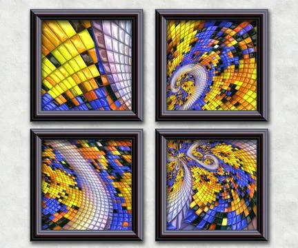 3D rendering puff pixels artwork gallery 스톡 일러스트