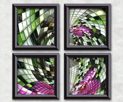 3D rendering puff pixels artwork gallery Illustrazione stock