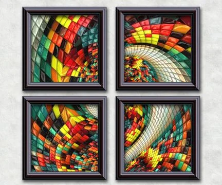 3D rendering puff pixels artwork gallery 스톡 일러스트