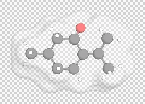 3D rendering of (+)-Pulegone over a transparent background. Stock Illustration