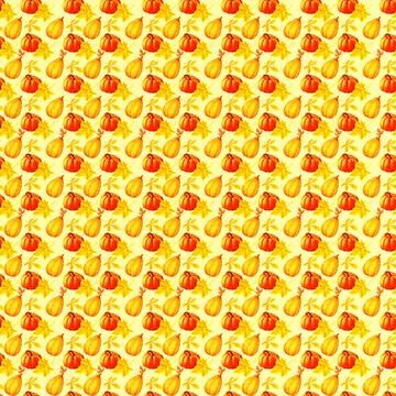 3D rendering of pumpkins and autumn leaves seamless harvest pattern Stock Illustration