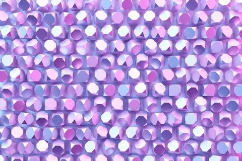3D rendering. Purple   pattern of cubes of different shapes. Minimalistic pat Stock Illustration