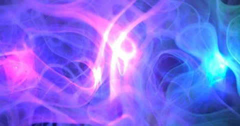 3d rendering. Purple, pink and blue cloud smoke on black isolated background. Stock Illustration