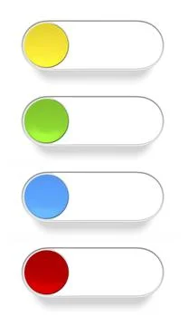 3d rendering of a push button in different colors Stock Illustration