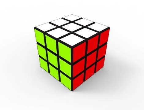 3d rendering of a puzzle cube isolated in white studio background Stock Illustration