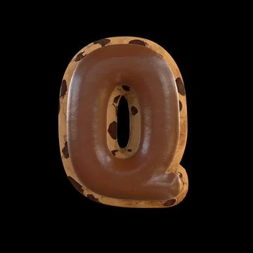3d rendering of the Q letter recreating a cookie with chocolate on top Stock Illustration
