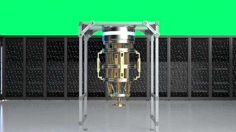 3d rendering quantum computer machine in server room isolated on green screen 4k Stock Footage 327641599
