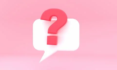 3d rendering question mark bubble dialog on pink background Stock Illustration