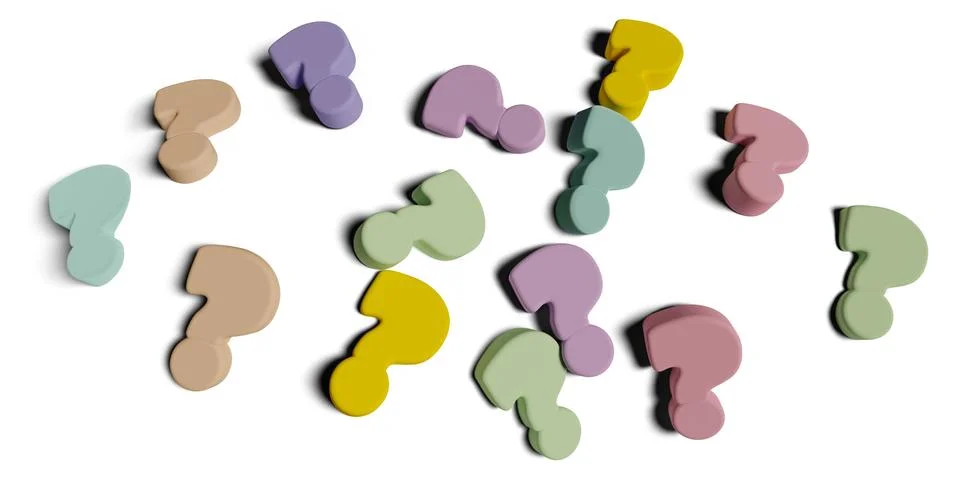 3D rendering of question marks on white background Иллюстрация