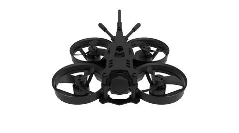3D rendering of a race drone cinematic footage tool computer model on white 스톡 일러스트