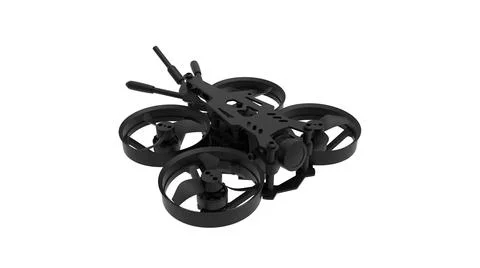 3D rendering of a race drone cinematic footage tool computer model on white 스톡 일러스트