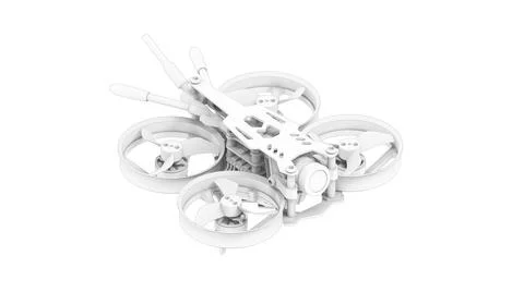 3D rendering of a race quad drone cinematic footage tool computer model on Stock Illustration