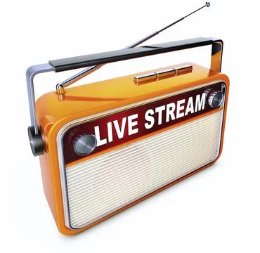 3D rendering of a radio with a live stream icon Stock Illustration