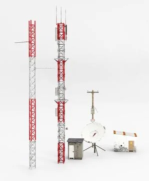 A 3d rendering of radio mast and equipment Stock Illustration