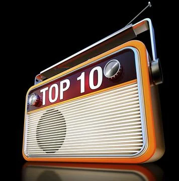 3D rendering of a radio with a top 10 icon Stock Illustration