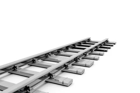 3D Rendering of Railroad Tracks on White Stock Illustration