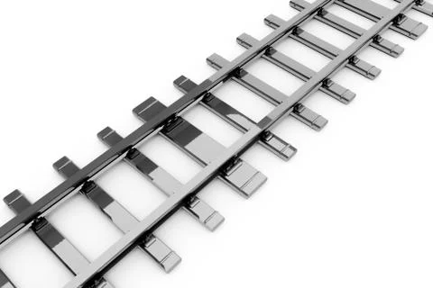 3D Rendering of Railroad Tracks on White Stock Illustration