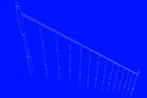 3d rendering of a railway blueprint isolated on a blue background Stock Illustration