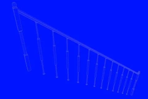 3d rendering of a railway blueprint isolated on a blue background Stock Illustration