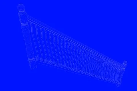3d rendering of a railway blueprint isolated on a blue background Stock Illustration