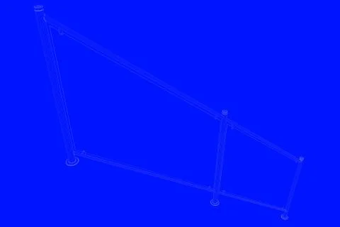 3d rendering of a railway blueprint isolated on a blue background Stock Illustration