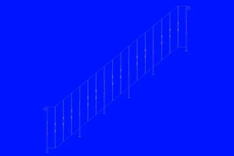 3d rendering of a railway blueprint isolated on a blue background Stock Illustration
