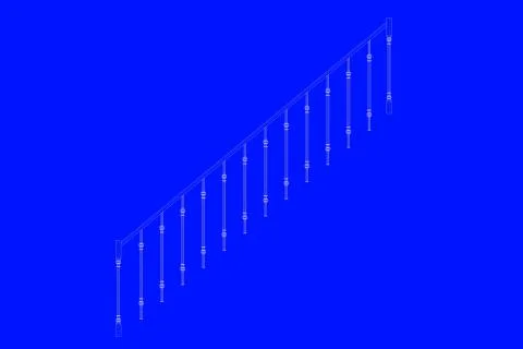 3d rendering of a railway blueprint isolated on a blue background Stock Illustration