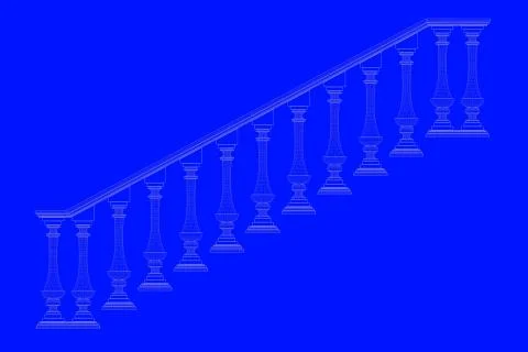 3d rendering of a railway blueprint isolated on a blue background Stock Illustration