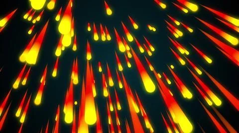 3d rendering of rain of comet fire particles. Computer generated web backg... Stock Photos