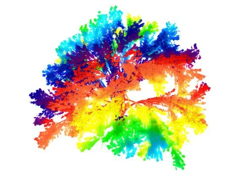 3d rendering of a rainbow colorful tree isolated Stock Illustration