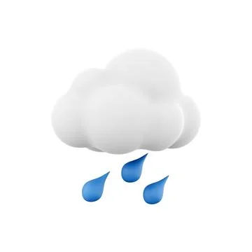 3d rendering rainy weather icon. 3d render cloud with rain. Rainy weather Stock Illustration