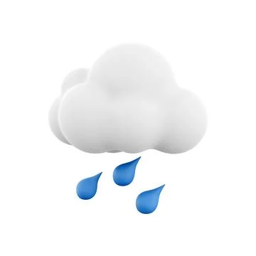 3d rendering rainy weather icon. 3d render cloud with rain. Rainy weather Stock Illustration