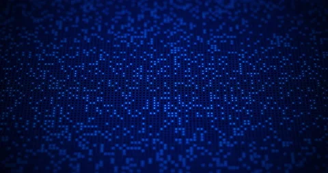 3D Rendering random binary digital number dot and square shape in grid Stock Footage 205376038