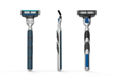 3d rendering razors set Stock Photos