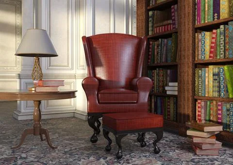 3D Rendering Reading Corner Stock Illustration