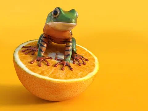 3D rendering of a realistic barred leaf frog. Stock Illustration