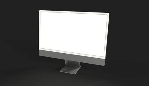 A 3D rendering of a Realistic Computer, with a white screen, isolated on a wh Stock Illustration