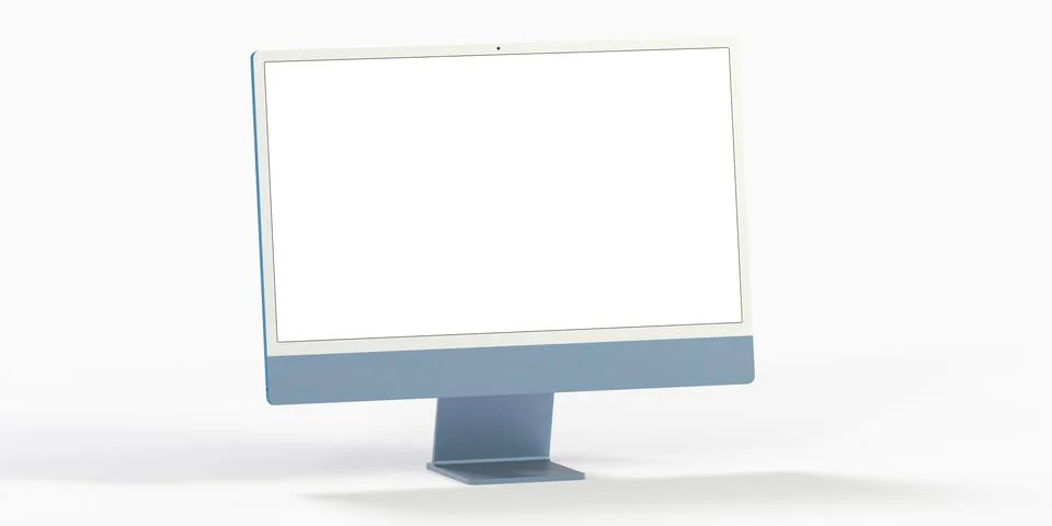 A 3D rendering of a Realistic Computer, with a white screen, isolated on a wh Stock Illustration