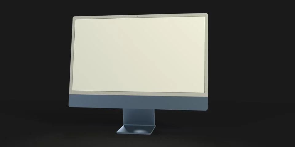 A 3d rendering Realistic Computer, with a white screen, isolated on a black b イラスト素材