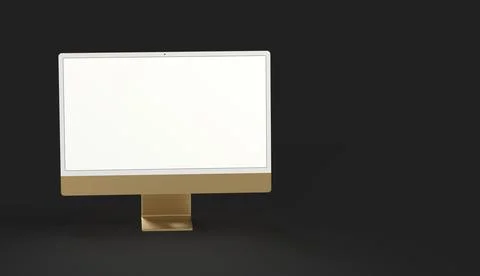 A 3d rendering Realistic Computer, with a white screen, isolated on a black b イラスト素材