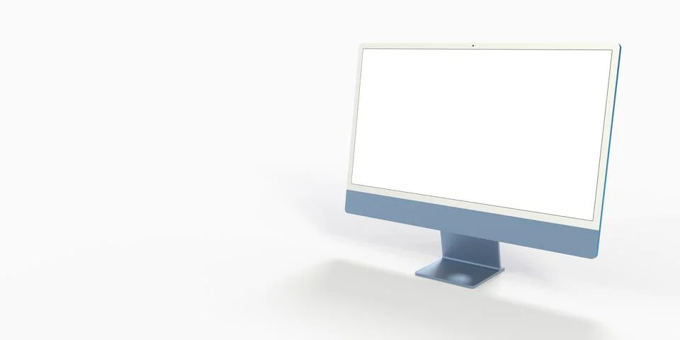 A 3d rendering Realistic Computer, with a white screen, isolated on a white b Stock Illustration