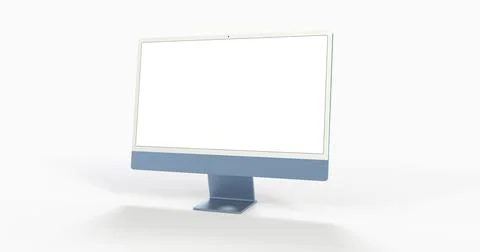 A 3d rendering Realistic Computer, with a white screen, isolated on a white b Stock Illustration