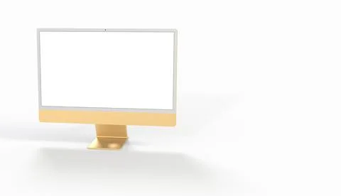 A 3d rendering Realistic Computer, with a white screen, isolated on a white b Stock Illustration